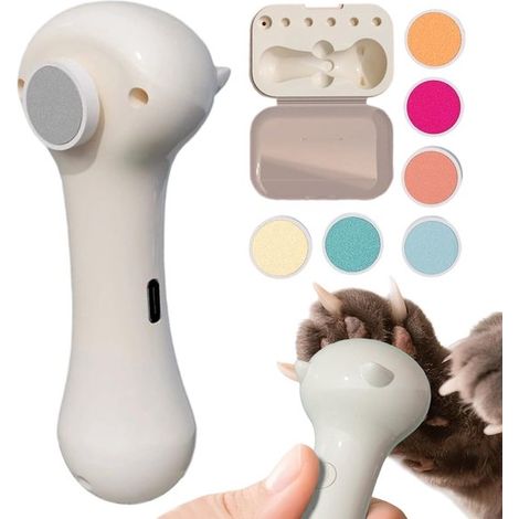 Lima elettrica per unghie per cani, gatti, pappagalli e uccelli, con 6 accessori intercambiabili. Include lima per unghie. 4,2 x 10,8 x 3 cm (1/5)