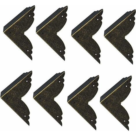 8 pièces Vintage Protecteur Décoratif d'angle en Fer protecteurs d'angle en métal pour Meubles De Protection d'angle De Meuble en Bronze pour Meuble et Boîte en Bois Coffret à Bijoux Bronze 707020mm,V (1/5)