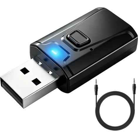 Adaptateur Bluetooth USB 5.0 2 en 1 Émetteur Récepteur avec Jack 3,5MM Audio Sans Fil Adaptateur Faible Latence pour TV PC Voiture Chaîne Hi-Fi Casque HautParleur,Transmission Stéréo Longue Portée (1/5)