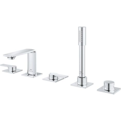 GROHE 5-Loch-Wannen-Kombination Allure 252211, für Fliesenbankmontage, Hebelgriffe, eigensicher, chrom (1/5)