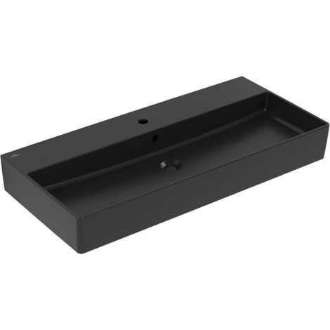 Lavabo VB Memento 2.0 1000x470mm rectangulaire 1HL avec trop-plein. Noir pur cplus