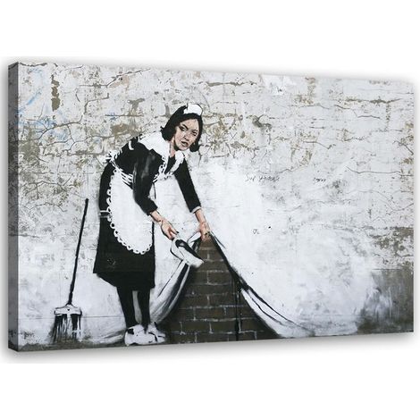 Tableau sur toile, Maid Banksy - Mural Street Art - 60x40 (1/6)