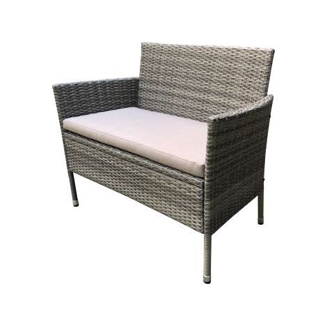 TrendLine Rattanbank 2 Sitzer Braun Greta 103x59x85cm Gartenbank inkl Sitzkissen