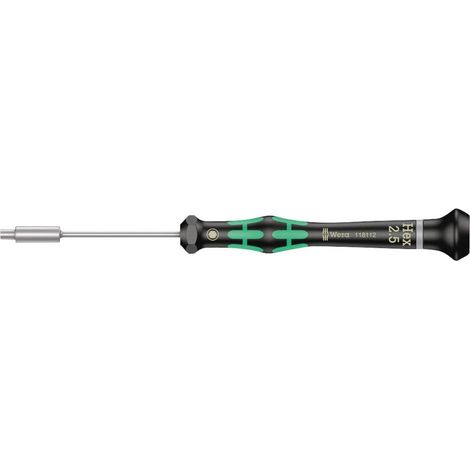 Tournevis électronicien à douille, 2.5 mm x 60 mm, Noir/vert (1/2)