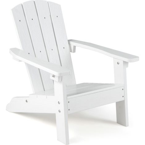 Chaise Adirondack pour enfants en HIPS toutes saisons avec dossier haut et accoudoirs - blanc (1/5)