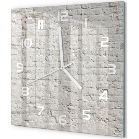 Horloge Murale Carrée Design en Verre Trempé Silencieuse Décoration Intérieure Mur de briques 30x30 cm (1/5)