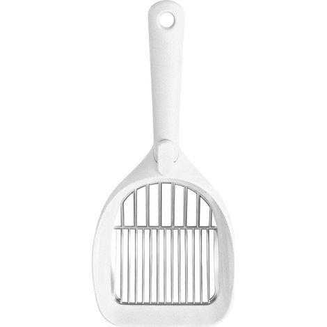 Pelle à Litière Chat Inox Blanc Grande Profondeur Revêtement Antiadhésif Poignée Ergonomique Trou de Suspension 35x15cm (1/5)