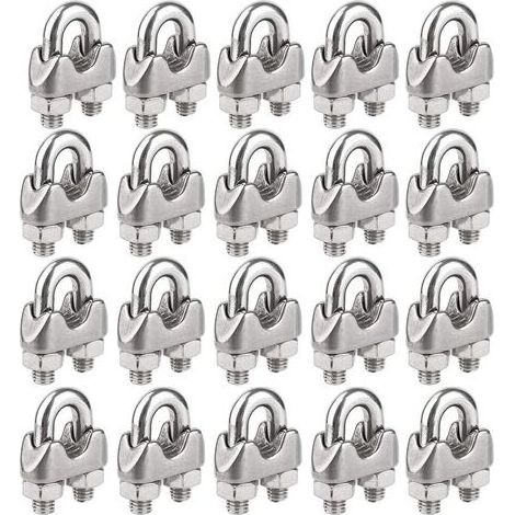BARKBUSTERS Lot de 20 serre-câbles M5 en acier inoxydable pour fixation de câbles en U pour câbles de gréement et câbles de tension (Ø 5 mm) (1/4)