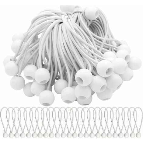 Paquete de 75 cuerdas elásticas, extensibles de 150 mm a 300 mm, cuerdas elásticas de goma de alta resistencia, ideales para lonas, tiendas de campaña y pancartas. (1/5)