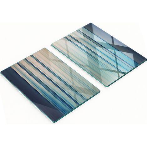 Tablas de cocina de vidrio templado con gr谩ficos de rayas azules 2x40x52 cm (1/5)