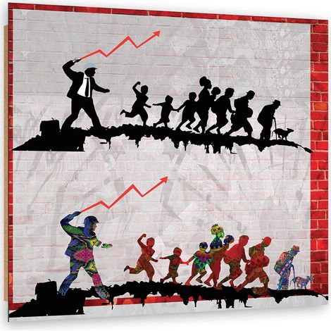 Quadro deco panel, Banksy la frusta - 40x40 (1/5)