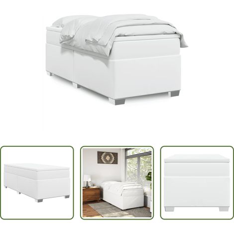 vidaXL Surmatelas -  Sommier à lattes de lit avec matelas Blanc 90x190 cm Similicuir (1/5)