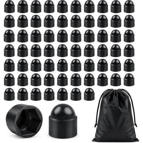 60 Pièces Cache Écrou M12,Cache Boulon,Cache Vis Noir Protecteur (1/5)