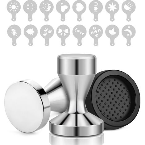 Marteau à poudre en acier inoxydable + tampon pour marteau à poudre + moule d'emboutissage de 51 mmTasseur à expresso 51/53/58 mm, ensemble de tasseurs pour machine à café en acier inoxydable massif, (1/5)