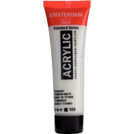 Peinture acrylique - Amsterdam - Acrilico Standard - 20 Ml - Bianco Titanio - Mixte (1/2)