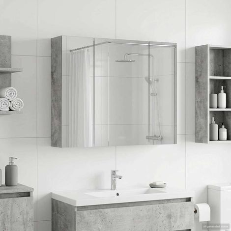 vidaXL Mobiletto per specchio da bagno Grigio cemento