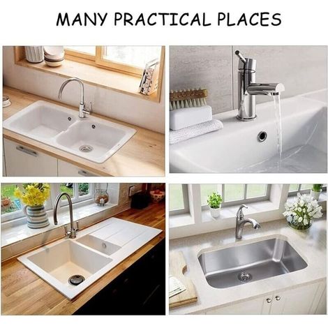 Couvercle de trop-plein pour lavabo – Lot de 6 pièces en métal argenté, diamètre standard, pour salle de bain et cuisine (1/3)
