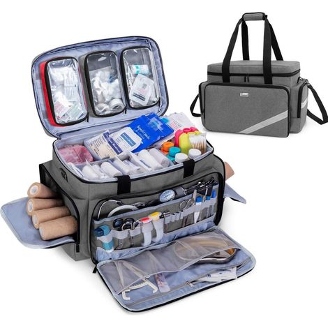 Notfalltasche leer mit Trennwänden, 50cm, Grau