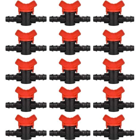 Lot de 15 Vanne Commutation d'Irrigation, Robinet d'arrosage goutte à goutte 16mm, valve 16 mm