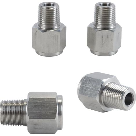 2pcs 1/8 NPT to M10x1.0 Stainless Steel Pressure Gauge Reducer Connector for Automotive Fuel Oil Fluid Systems (1/5)