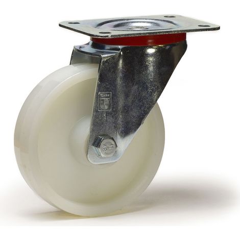Roulette pivotante diamètre 100 mm roue polyamide blanc - 200 Kg (1/2)