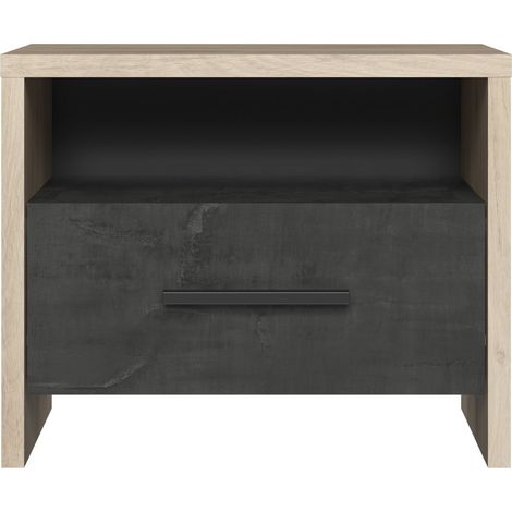 CALICOSY - Chevet 1 Tiroir 1 Niche Décor chêne et noir L49.6 x H40 cm - Colorado (1/5)
