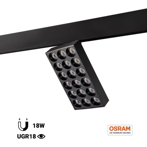 Luminaria Cuadrada LED Para Carril Magnético 48V - 18W - (1/5)