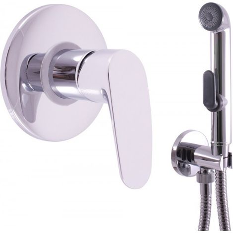 Mitigeur de douche encastrable avec douchette AMUR laiton chromé-Argenté-Argenté---Commande milieu (1/2)