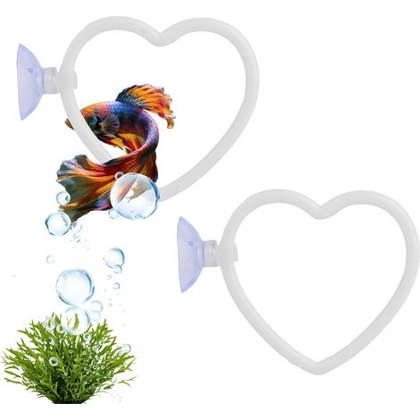 2er-Pack herzförmige Betta-Fisch-Schwimmringe mit Saugnapf, interaktive Trainingsringe und Aquarium-Anreicherungsspielzeug, Betta-Aquarium-Zubehör (1/5)