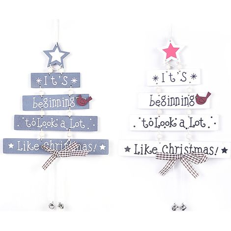 Ornement De Noel En Bois - Forme Arbre De Noel - Décoration Pour Arbre De Noel Intérieur Et Extérieur - Lot De 6 (1/5)