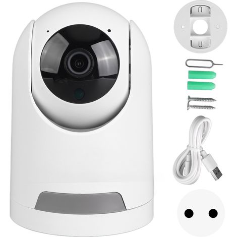 Caméra WiFi intelligente 2MP, vision nocturne couleur, détection de mouvement, alarme intégrée, prise EU 100‑240V, surveillance sans fil. (1/5)