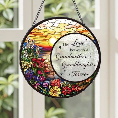 Décoration murale vitrail attrape-soleil suspendu, design coloré pour intérieur, cadeau Noël crémaillère, diamètre : 20 cm (1/4)