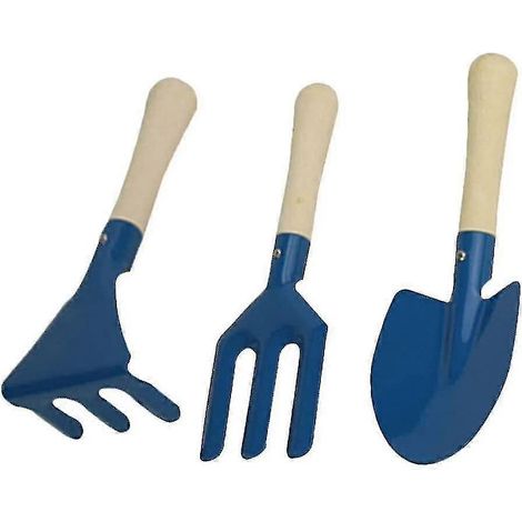 Ensemble de 3 outils de jardinage : mini-pelle, outils de plantation en pot (bleus) (1/5)