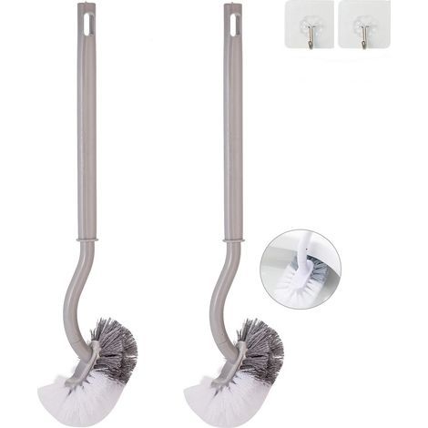 Set of 2 curved toilet bowl brushes without holder for bathroom - Durable under-rim toilet brushes for household cleaning (1/5)