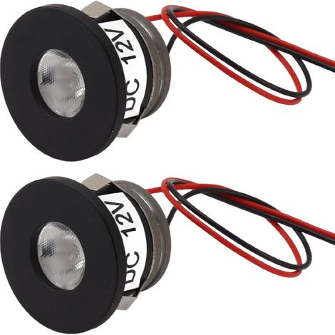 Lot de 2 spots LED encastrables mini 15°, 1W, 80 lumens, éclairage pour vitrine à bijoux, 12V DC, projecteur compact. (1/5)