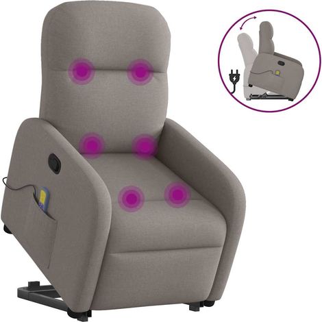 Massagesessel mit Aufstehhilfe Taupe Stoff