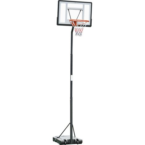 Canestro Basket da Esterno Altezza Regolabile 302-352 cm in Acciaio con Ruote Nero (1/5)