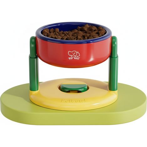 Filiyano-Gamelle surélevée réglable avec ventouse, protège-cou, anti-déversement pour chiens et chats, rouge et bleue (1/3)