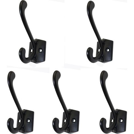 Porte-manteau minimaliste en alliage de zinc, crochets muraux robustes, cintre multi-usages, noir, lot de 5