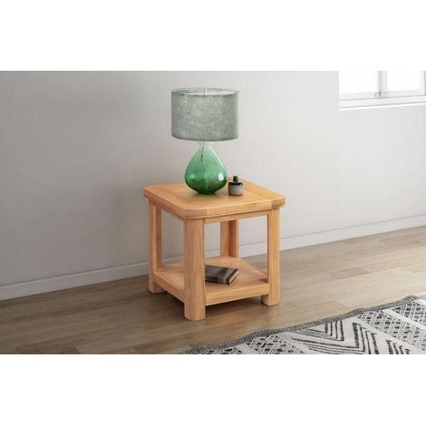 Bologna Lamp Table with Shelf - D50 x W50 x H50 cm - Oak