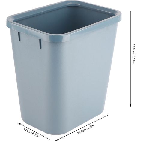 Poubelle rectangulaire 8L en plastique épais, à ouverture sur le dessus, grise, idéale pour la cuisine, la salle de bain, l'hôtel ou le bureau. (1/5)