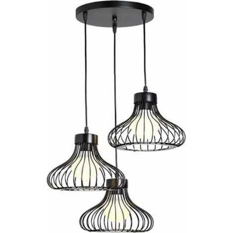 Suspension industrielle vintage en métal noir réglable, lustre rétro avec abat-jour pour ampoule Edison E27, lampe suspendue design loft, hauteur ajustable (1/3)