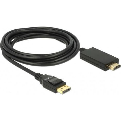 DELOCK Cable Displayport 1.2 Conector - Conector HDMI-A de alta velocidad Pasivo 4K 3 m negro (1/2)