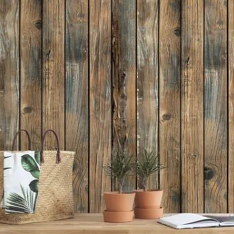 Revestimiento mural autoadhesivo de PVC – papel adhesivo con aspecto de madera vintage – 45 cm x 12 m – resistente al agua y al calor – para cocinas y muebles (1/5)