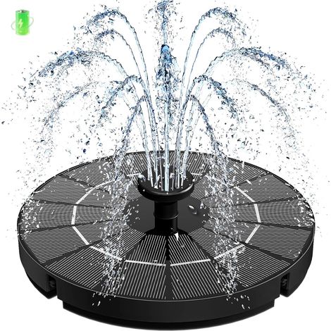 1 Fontaine Solaire, Pompe Flottante 3,5W, Batterie 2000mAh, 7 Buses, 4 Tiges, Jardin Aquarium