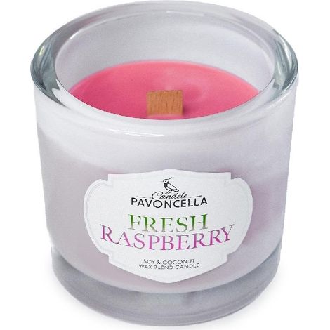 Candela di soia bianca al profumo di lampone fresco, 170 g