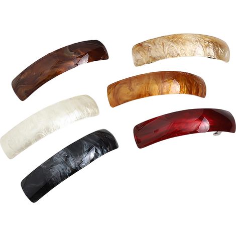 Ensemble de 6 pinces à cheveux automatiques, grandes pinces classiques pour cheveux fins et moyens, accessoires de coiffure vintage français pour femmes et filles (1/5)