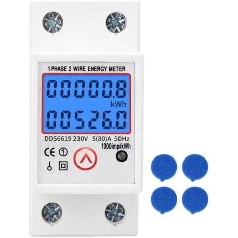 Compteur d'énergie électrique DDS6619-526L-2 - Monophasé - Affichage numérique - Multifonctionnel (1/4)