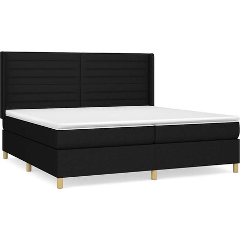 Maison Exclusive - Cama box spring con colchón tela negro 200x200