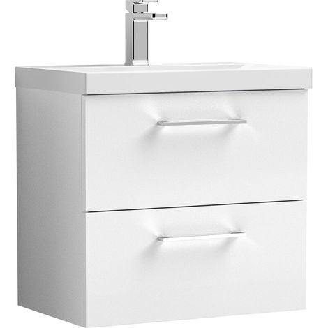 Balterley  Contemporary Bathroom 2 Soft Close Drawer & Thin-Edge Vanity Unit Basin, Gloss White, 600mm